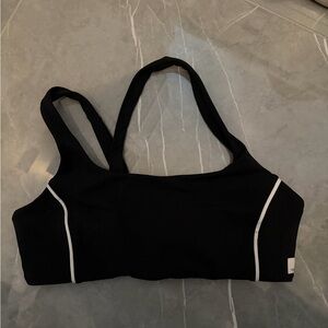 Vuori Black Sports Bra with White Accents